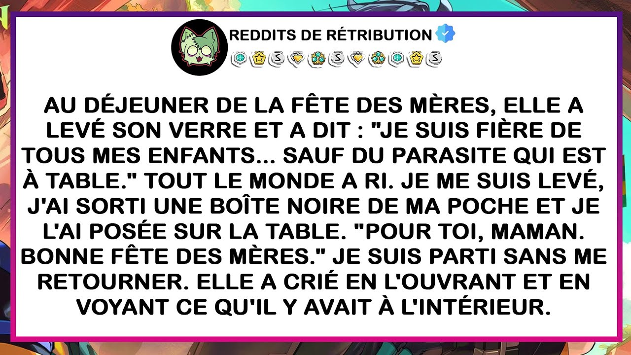 Au déjeuner de la Fête des Mères, elle a levé son verre et a dit en riant...