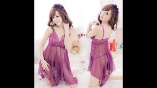 [BISA COD] LINGERIE SEXY BAJU TIDUR TRANSPARAN SEKSI WANITA PREMIUM LACE UNGU SL10C