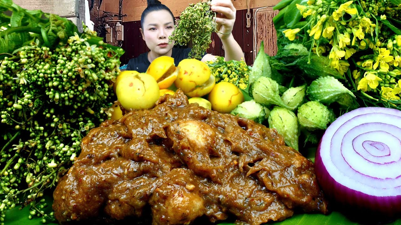 กุ้งสดลาบเหนียวใส่มะกอกป่าหอมเผ็ดๆเเกล้มสะเดาผักสดบ้านๆข้าวเหนียวฮ้อนๆ|ส้มซ่าพาเเซ่บ 29พฤศจิกายน2025