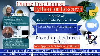 Solution to Assignment 8 by Live Class Student । Function in Python ।  Python for Research