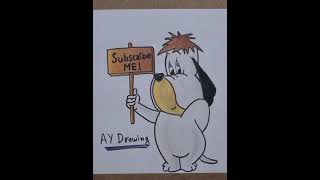 Droopy Drawing (Cartoon Character) Freehand Outline & Using Pencils Colour's - Watch Full & More..👇😍