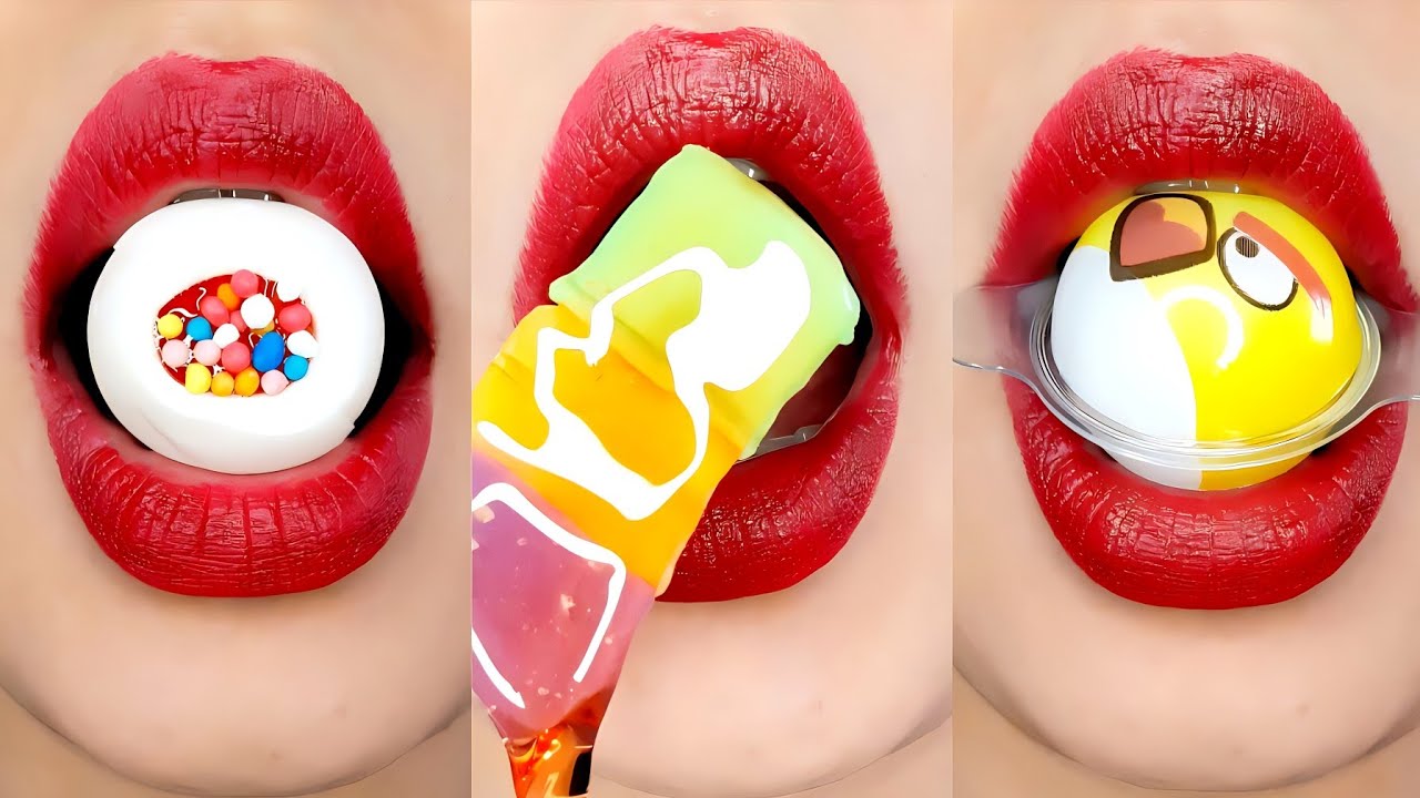 ASMR SATISFYING EATING EMOJI FOOD CHALLENGE Mukbang - YouTube