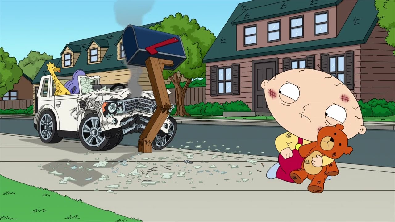 Family Guy Stewie crash into a mailbox YouTube