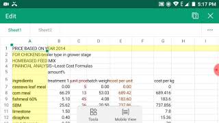 Least Cost Formulation using Excel or Spreadsheet