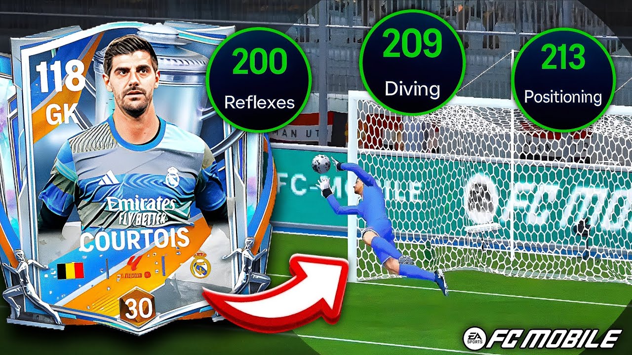 Обзор 113 GK Courtois — человеческая стена! Лучший вратарь в FC Mobile? 🧤💥