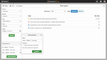Save report filter as bookmark