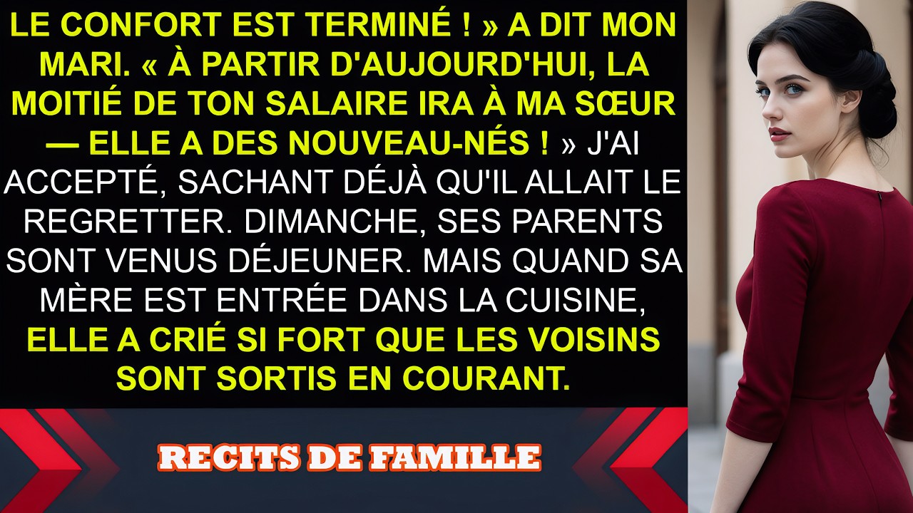 Daniel a posé son téléphone sur la table de la cuisine et m’a regardée, l’air calme, comme s’il annonçait une simple facture. « À partir d’aujourd’hui, la moitié de ton salaire revient à ma sœur....
