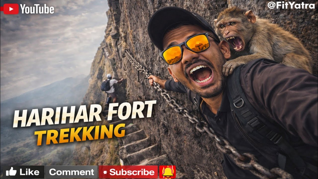 Harihar Gad Trekking Experience | Nashik Adventure | Monkey Attack Story 🐒🔥 | Part-1 | @FitYatra 