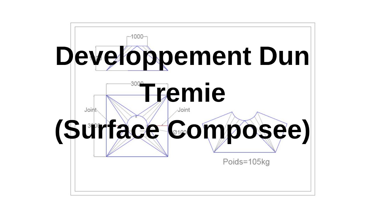 développement d'un trémie ( Raccordement d'un cercle et un Rectangle ) surface composée