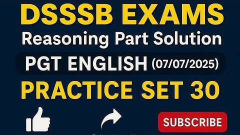🔴PGT ENGLISH REASONING PART SOLUTION🔴 PRACTICE SET 30 #dsssbexamwindow @dsssbexamwindow