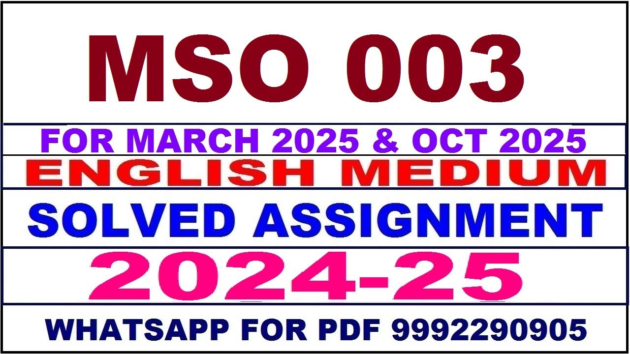 mso 3 solved assignment 2024-25 | mso 3 solved assignment in english 2025 | mso 3 2024-25