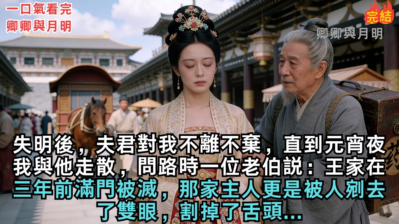 失明後，夫君對我不離不棄，直到元宵夜我與他走散，問路時一位老伯説：王家在三年前滿門被滅，那家主人更是被人剜去了雙眼，割掉了舌頭......#古言#爱情#故事#小說