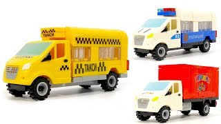 Russian  Bricks sets: City bus, police truck and delivery truck (City ​​of masters)