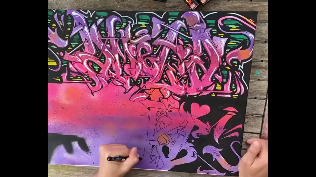 First Canvas of 2023 - graffiti art - lettering - Timelapse