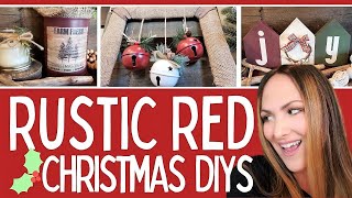 🔔 New DOLLAR TREE Christmas DIYS | Rustic Red CHRISTMAS Home Crafts | Sounds of Christmas DIYs 2021