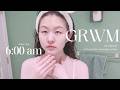 ☁️ 3 min ambient GRWM vlog | 6am homebody ✿ | no talk. yap to you via subtitles | hair+makeup 🎧