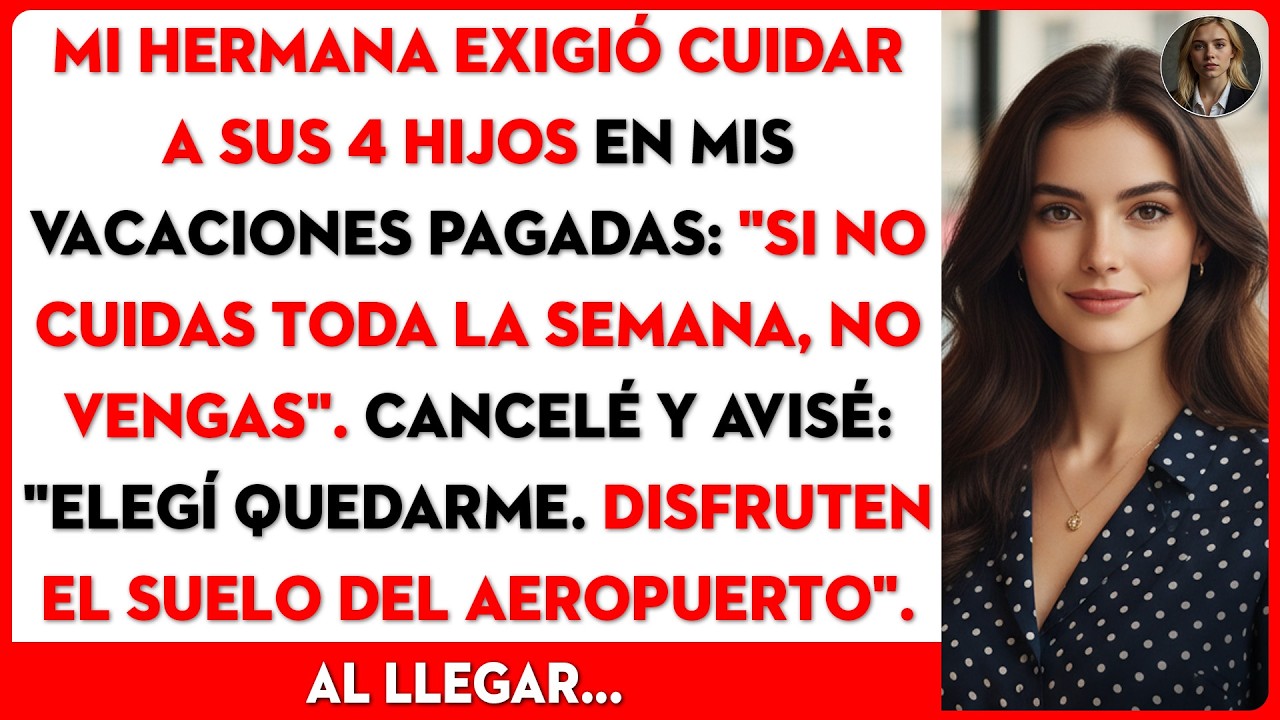 Mi hermana: cuida los niños o no vengas. Cancelé mis vuelos y escribí: disfruta el suelo.