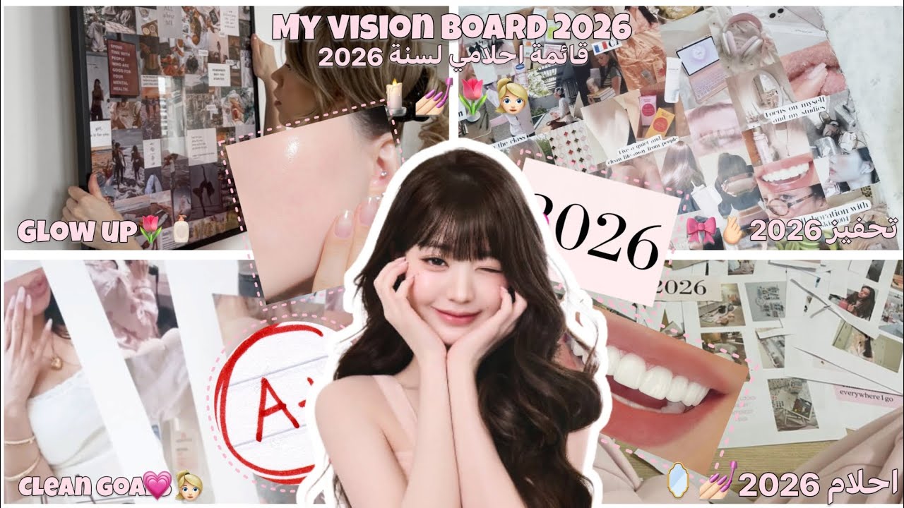 قائمة احلامي لسنة 2026😭💗🌷 Let's make a 2026 vision board 🧘🏼‍♀️🥗🚿