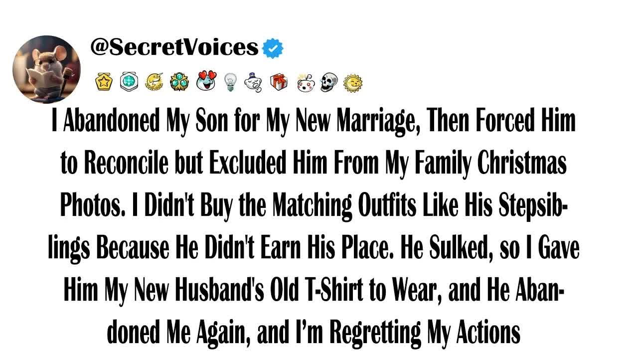 I Abandoned My Son for My New Marriage, Then Forced My Son to Reconcile but Excluded Him From My