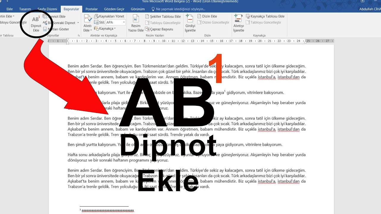 Word'te Dipnot Nasıl Eklenir ? - YouTube