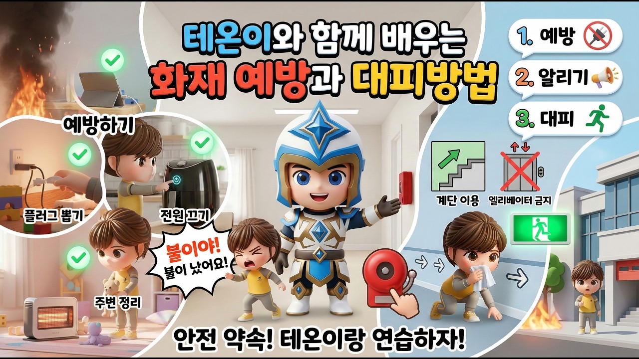 🚒 불이 나면 어떻게 해야 할까? | 어린이 화재예방 안전교육 애니메이션