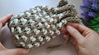 Crochet bag drawstring bag
