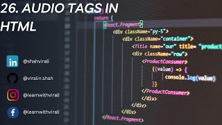 Day 26  Mastering HTML Audio: A Beginner's Guide! | Part-1 #learnwithvirali #html #audio