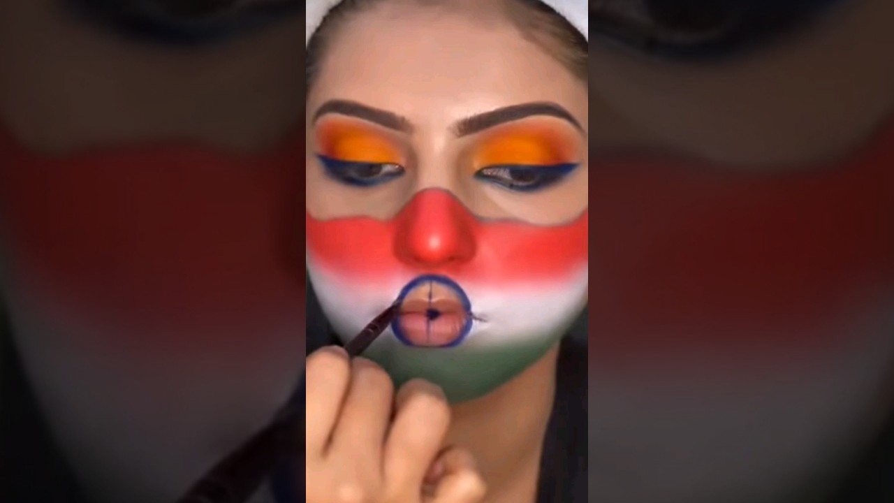 ☝How To Republic Day Face Painting Tutorials |how to do indian flag face stickers 