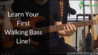 Video thumbnail of "Your First Walking Bass Line - I Wish - Stevie Wonder - Bass Guitar Lesson"