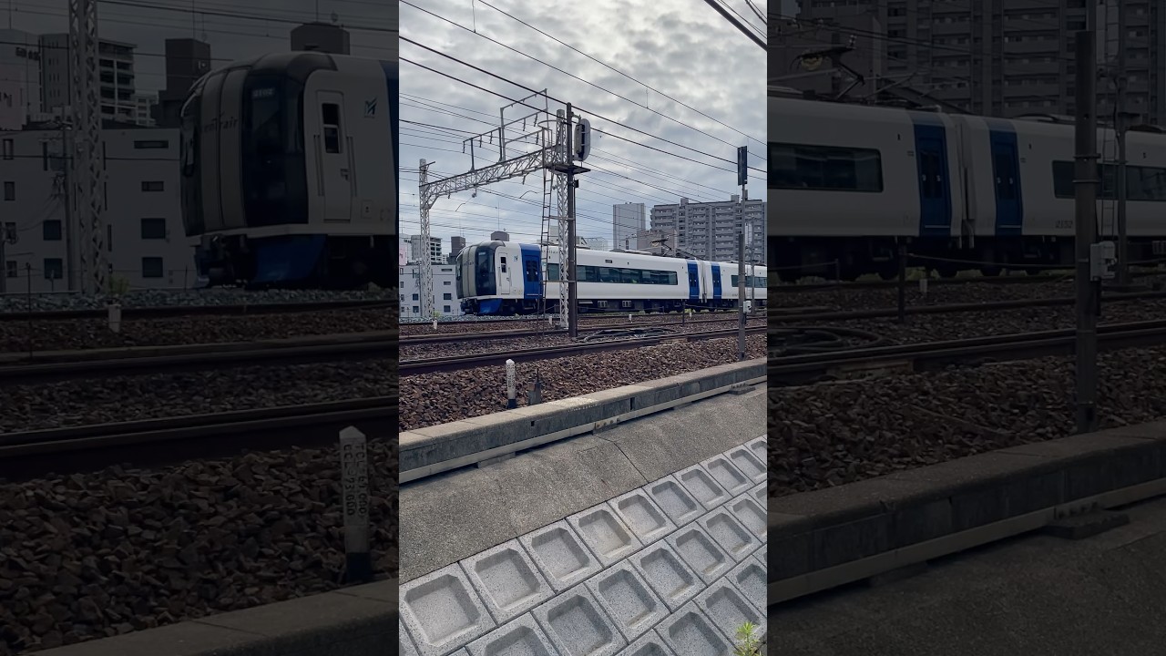 橋の上から近距離で撮影、2本の電車が交互に通過 #train #電車 #railway