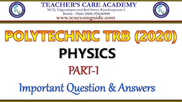 POLYTECHNIC TRB (2020) : PHYSICS Important Questions