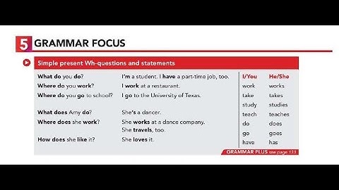 5 Grammar Simple present Wh questions and statements