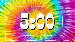 🌈 5-Minute Groovy Countdown Timer | 70s Tie-Dye Classroom Visual Timer for Kids✌️