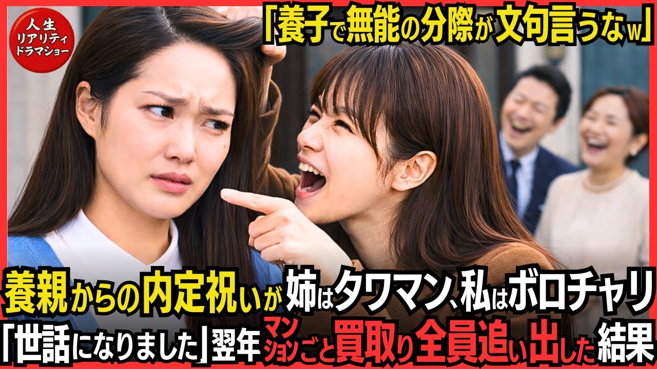 養親からの内定祝いが姉はタワマン、私はボロチャリ。養父「無能はチャリで通えｗ」私「了解です」家族の高級マンションごと買い取り追い出し養親の不正を暴露。14年間の恨みを晴らした結果w#泣ける話 #感動