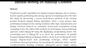FiDoop DP Data Partitioning in Frequent Itemset Mining on Hadoop Clusters