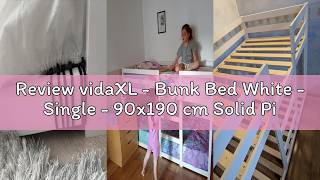 Review vidaXL - Bunk Bed White - Single - 90x190 cm Solid Pine Wood - Elegant Loft Bed Frame with Gu