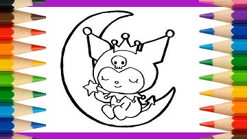Easy Drawing for Kids | Cute Kuromi on the Moon Drawing | Fun Art for Kids