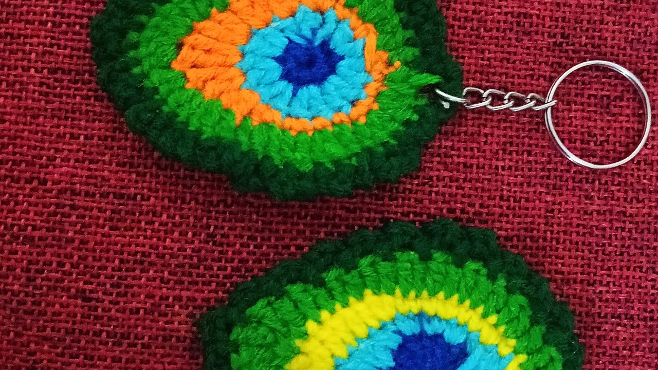 Peacock feather keychain #crochet #colourful #diy #artcraft #craft #keychain #handmade #beautiful 