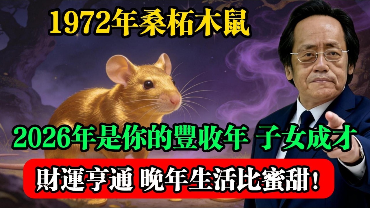 1972年桑柘木鼠，2026年是你的豐收年，子女成才，財運亨通，晚年生活比蜜甜！#倪海厦 #屬鼠運勢 #1972年鼠 #生肖運勢 #2026丙午年 #水火既濟