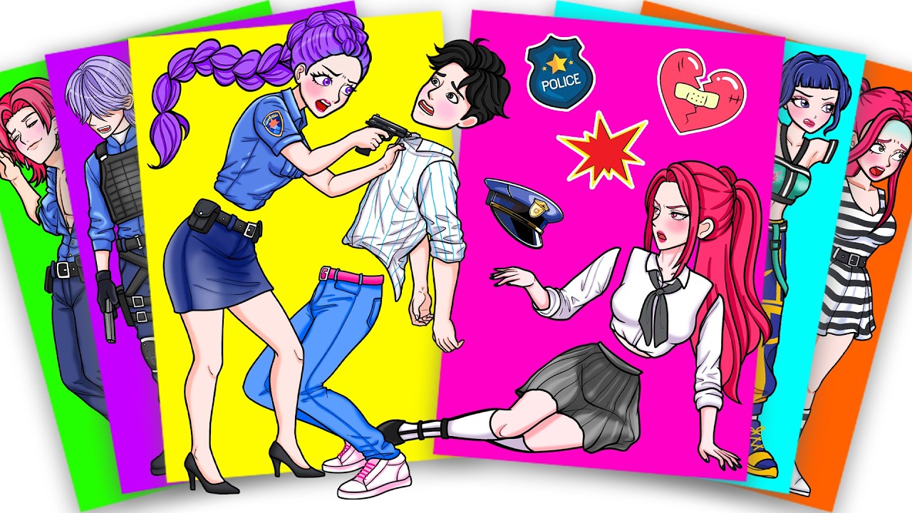 POLICE HUNTRIX Rumi SAVE Mira AWAY FROM Jinu Saja - KPOP DEMON HUNTERS | Sticker Book DIY
