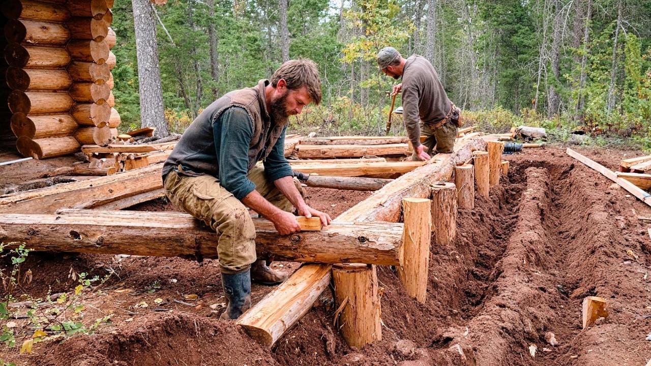 Двое мужчин строят СРУБ в лесу | от @lifeinthesiberianforest1