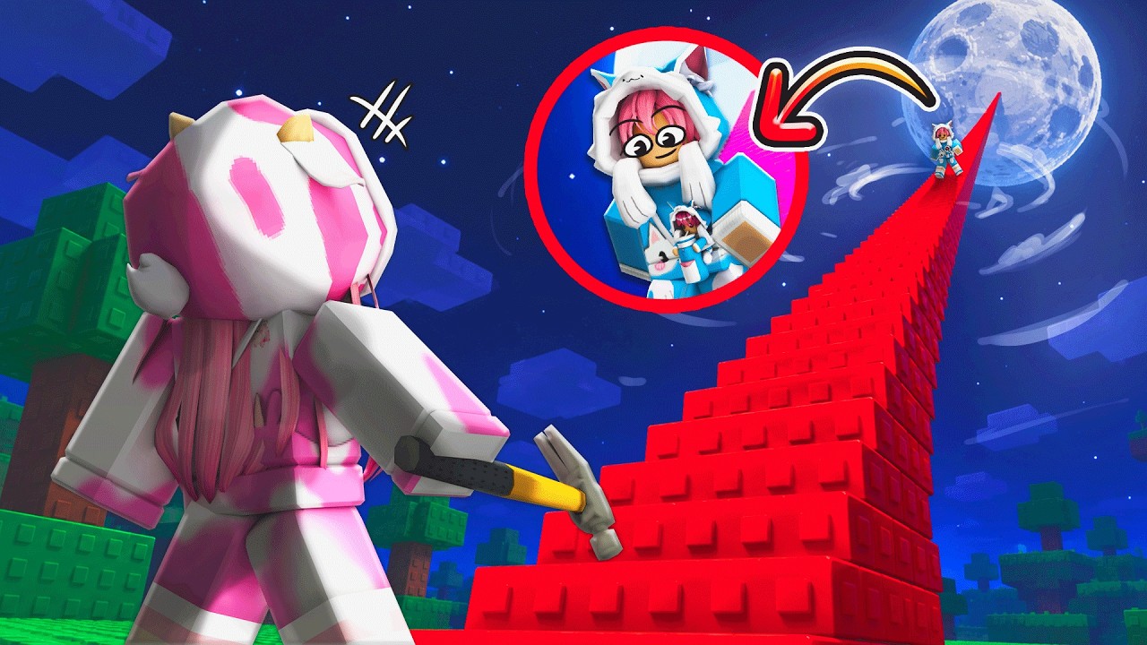 MOMON & ATUN BANGUN TANGGA TERTINGGI SAMPAI BULAN di ROBLOX @BANGJBLOX