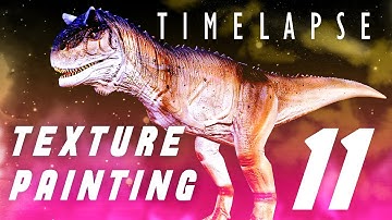 Texture Painting a Carnotaurus dinosaur in Blender 2.93! (Part 11) [Timelapse]