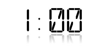 1:00 Timer | Black LCD Font Reflection | White Background