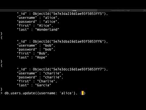 Updating user data in Mongo DB with Mongo update cs4550 sp20 12205