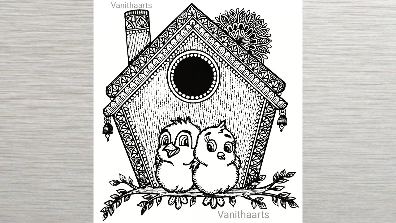 How to draw Mandala for Beginners | Birds house mandala art | Birds drawing | stepbystep  doodle art