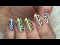 BRIGHT PASTEL FRENCH OMBRE LEOPARD GEL NAILS | Builder Gel Nails | Hand painted leopard gel nails