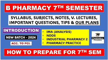 B Pharmacy 7th Semester - Introduction || Syllabus Subject Practical Tips || Carewell Pharma