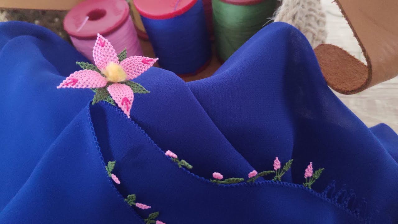 52./3 BOYUTLU ÇOK ZARİF BİR #iğneoyasi  #çiçek MODELİ #needlelace #handmadevideo #saks mavisi