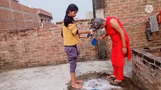 Mother Long Hair Wash By Daughter Requested Video